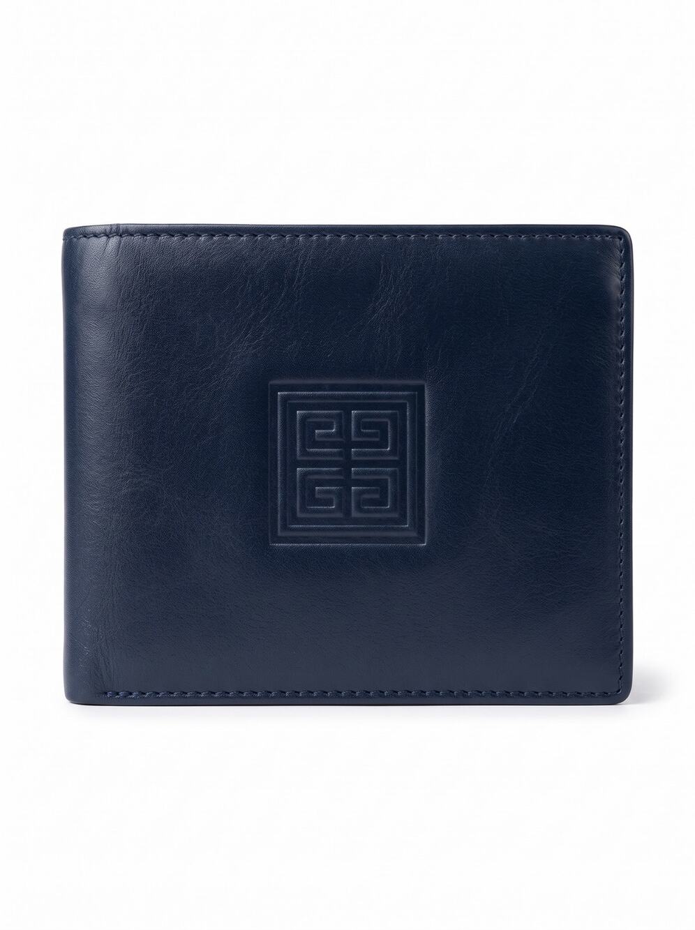 Vintage Gucci Men’s Navy Leather Snap Wallet with Zippered Compartment